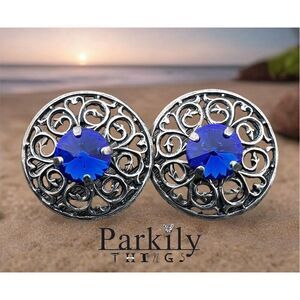 Handcrafted Earrings with Blue Swarovski Crystal